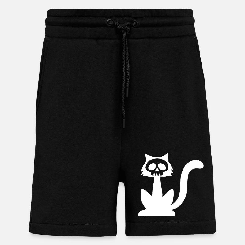 Weißer Katzenschädel - Shorts - made by SPREAD - SOLID BLACK