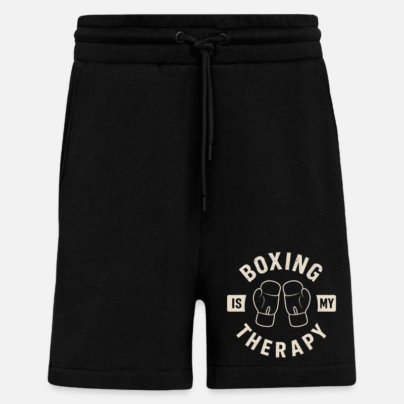 Boxing Therapy Retro Boxhandschuhe Design - Shorts - made by SPREAD - SOLID BLACK