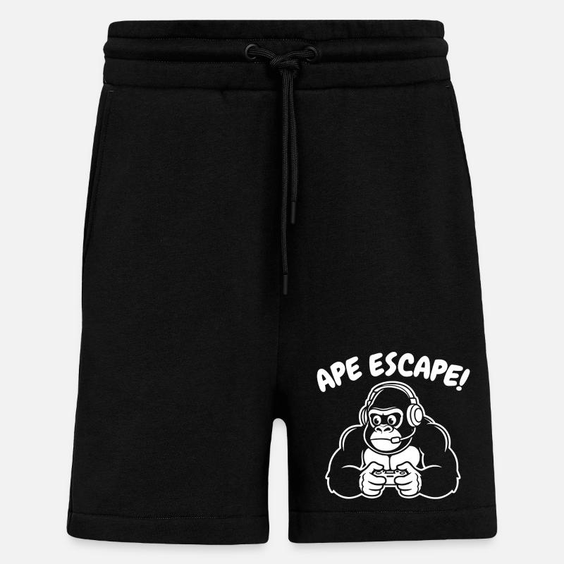 Affe-Gamer mit Headset Controller - Shorts - made by SPREAD - SOLID BLACK