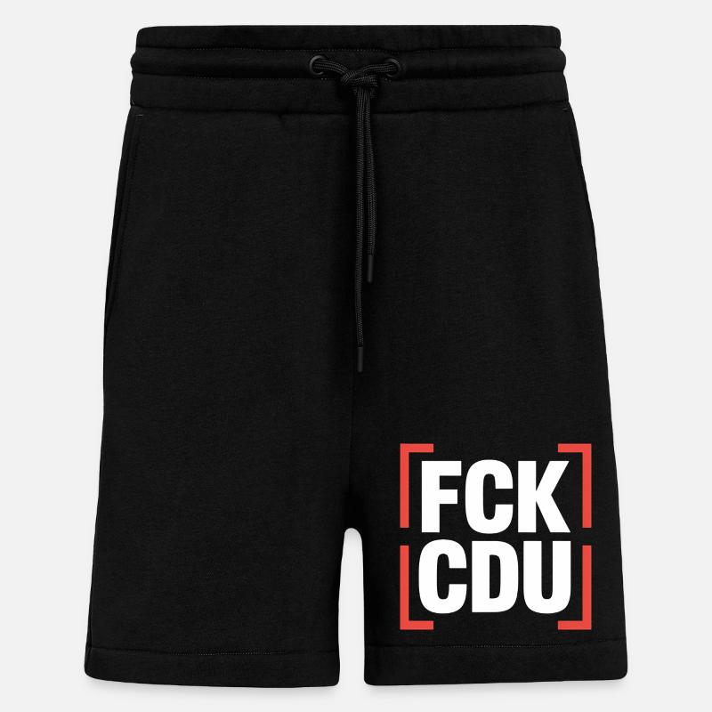 FCK CDU - Anti CDU/CSU Logo - Shorts - made by SPREAD - SOLID BLACK