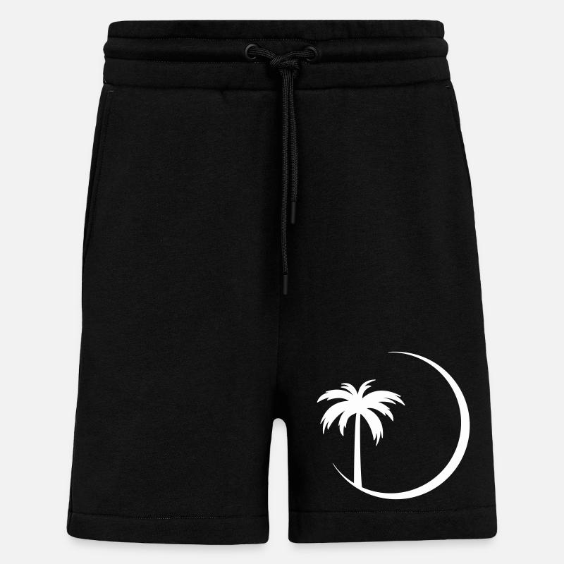 Palmier en silhouette cercle - Short bio décontracté fabriqué en UE - SOLID BLACK