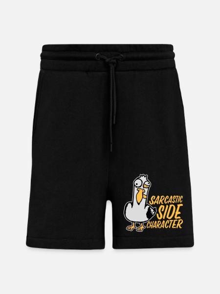 Crazy Seagull Sarcastic Side Character Funny - Shorts - made by SPREAD - SOLID BLACK