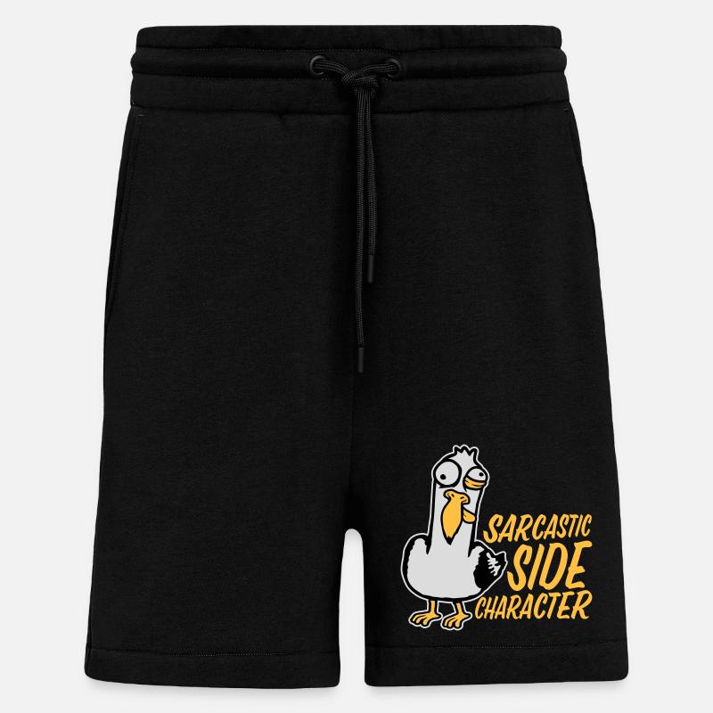 Crazy Seagull Sarcastic Side Character Funny - Shorts - made by SPREAD - SOLID BLACK