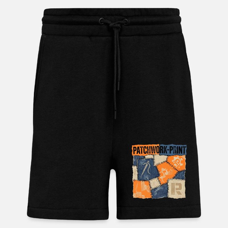 Recyclage patchwork - Short bio décontracté fabriqué en UE - SOLID BLACK