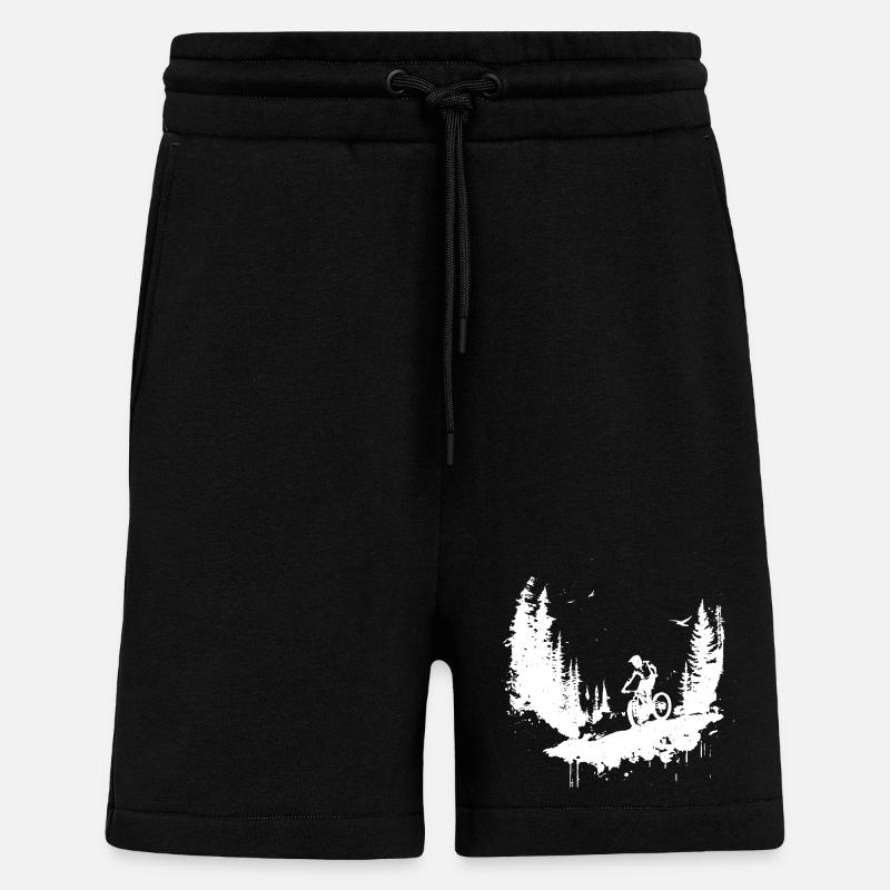 Mountain Biking Drawing - Shorts - made by SPREAD - SOLID BLACK