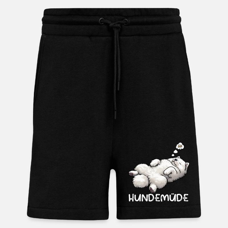 Hundemüde Samojede Samojedenbesitzer Samojedenhund - Shorts - made by SPREAD - SOLID BLACK