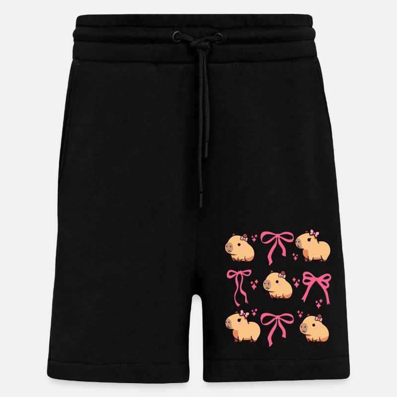 Mignon Capybara Nœud Rose Capybara - Short bio décontracté fabriqué en UE - SOLID BLACK