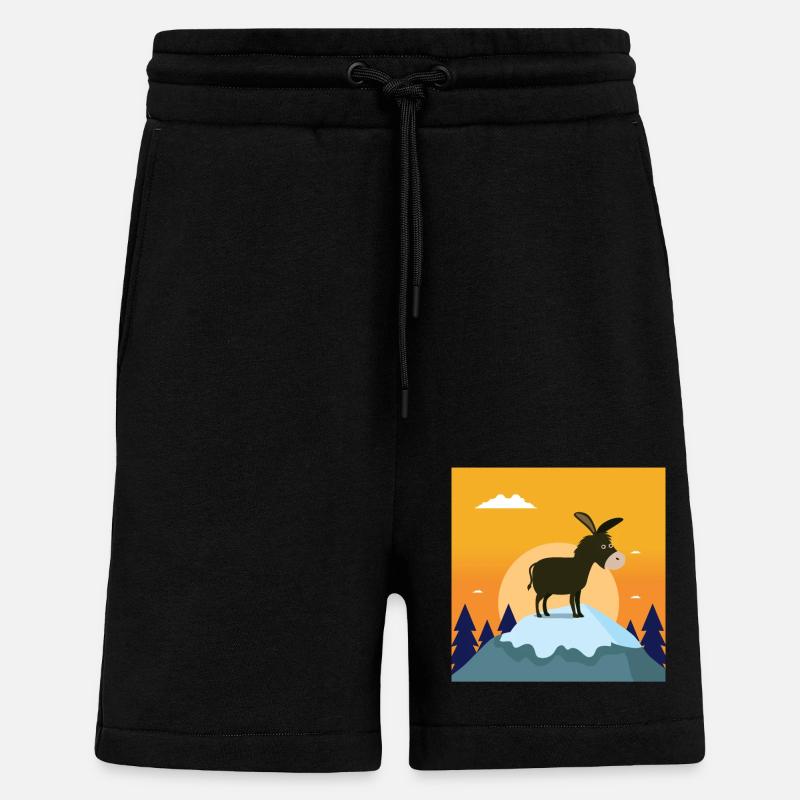 Ânes sur le dessus - Short bio décontracté fabriqué en UE - SOLID BLACK