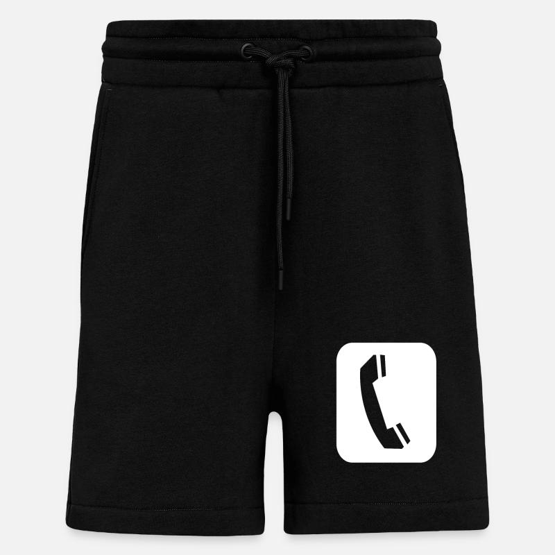 Symbole du combiné téléphonique - Short bio décontracté fabriqué en UE - SOLID BLACK
