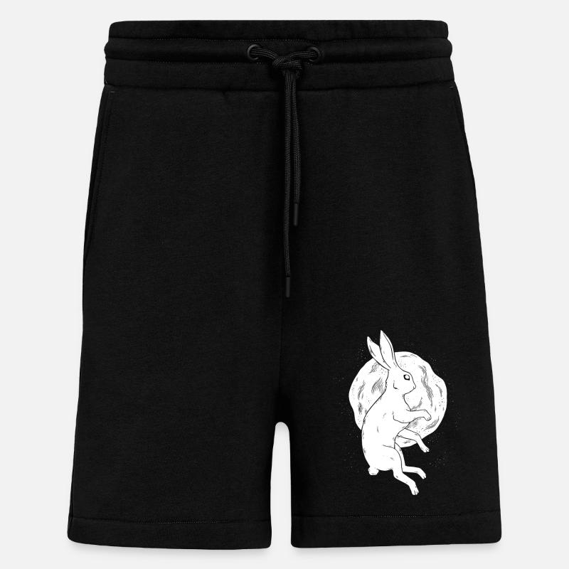 Lièvre et lune Tshirt - Short bio décontracté fabriqué en UE - SOLID BLACK