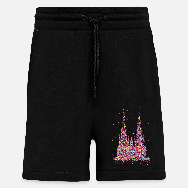 Cologne Cathedral, confetti - Shorts - made by SPREAD - SOLID BLACK