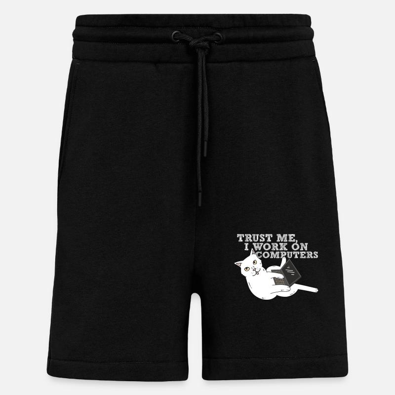 Computer cat programmer - Shorts - made by SPREAD - SOLID BLACK