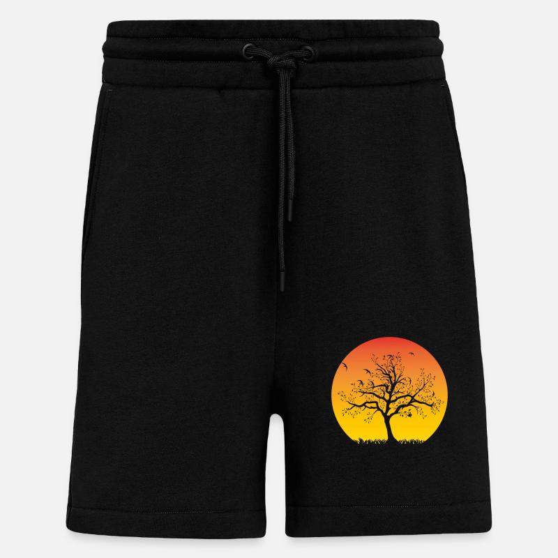 Coucher de soleil arbre - Short bio décontracté fabriqué en UE - SOLID BLACK