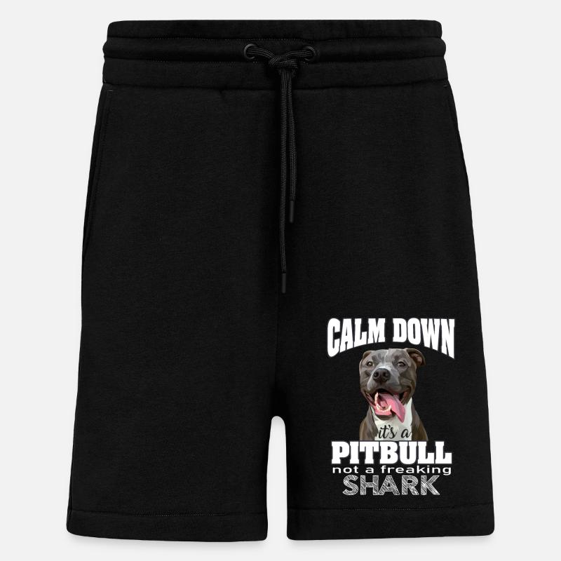 pitbull not a shark - Shorts - made by SPREAD - SOLID BLACK