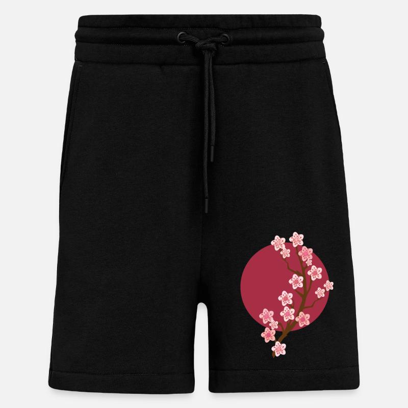 Sakura Fleur de cerisier - Short bio décontracté fabriqué en UE - SOLID BLACK