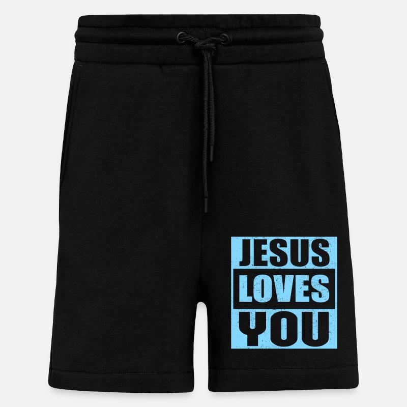 Jésus vous aime | cadeaux chrétiens - Short bio décontracté fabriqué en UE - SOLID BLACK