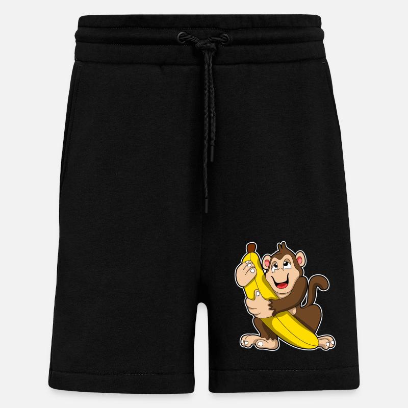 Monkey with bananas - Shorts - made by SPREAD - SOLID BLACK