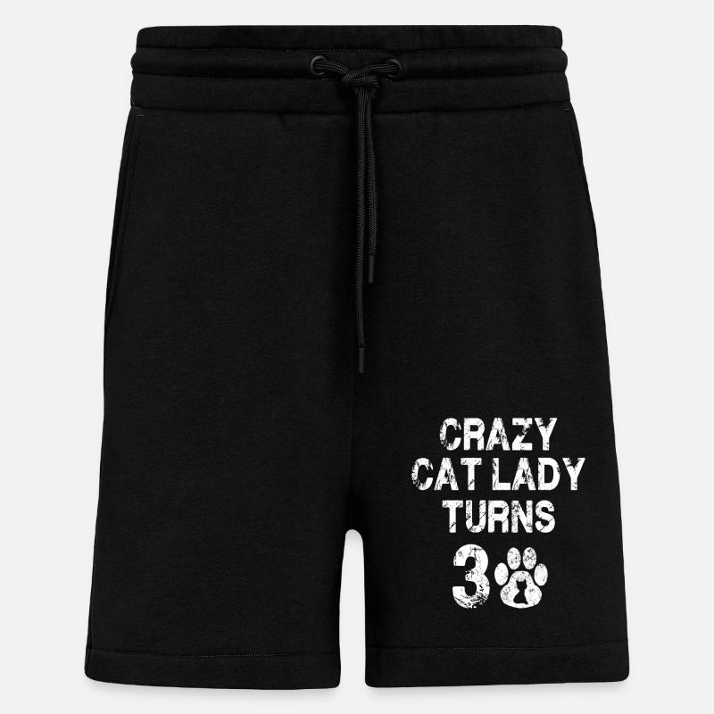 Cat lady 30 - Short bio décontracté fabriqué en UE - SOLID BLACK