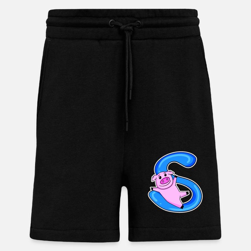 Schwein Buchstabe S - Shorts - made by SPREAD - SOLID BLACK