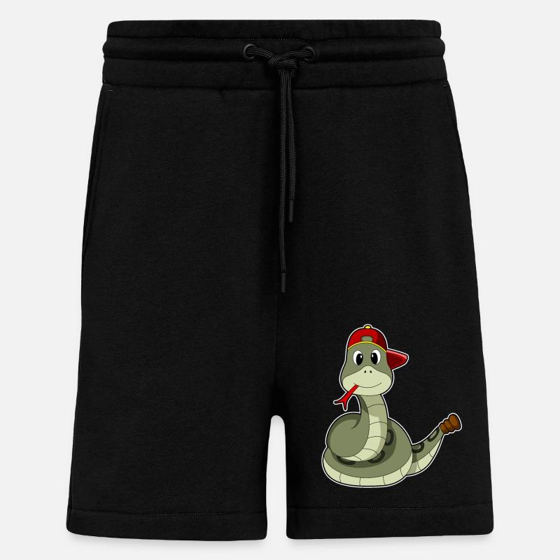 Serpent avec casquette - Short bio décontracté fabriqué en UE - SOLID BLACK