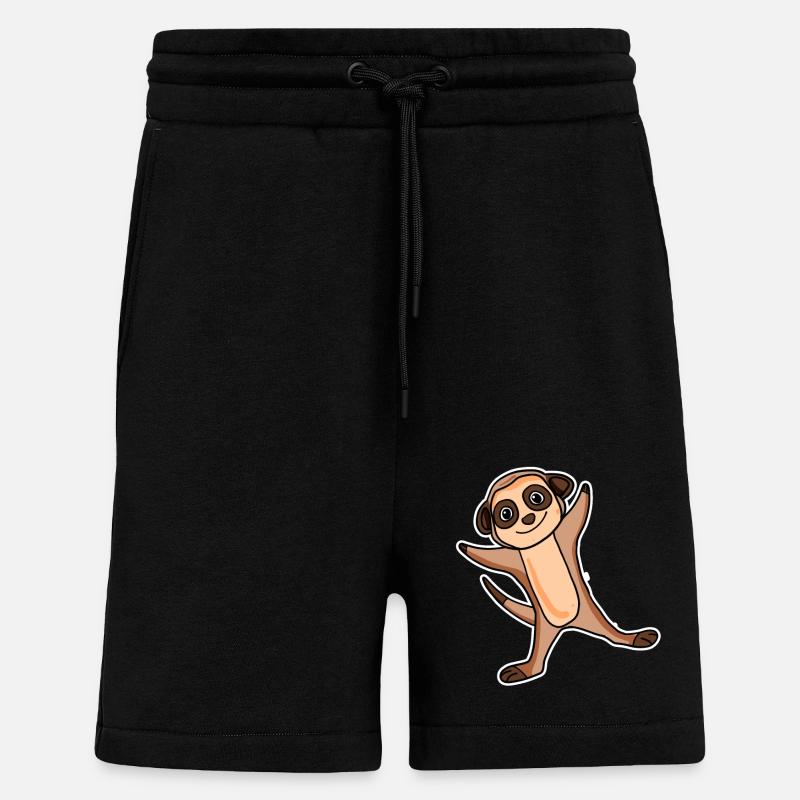 Sticker suricate - Short bio décontracté fabriqué en UE - SOLID BLACK