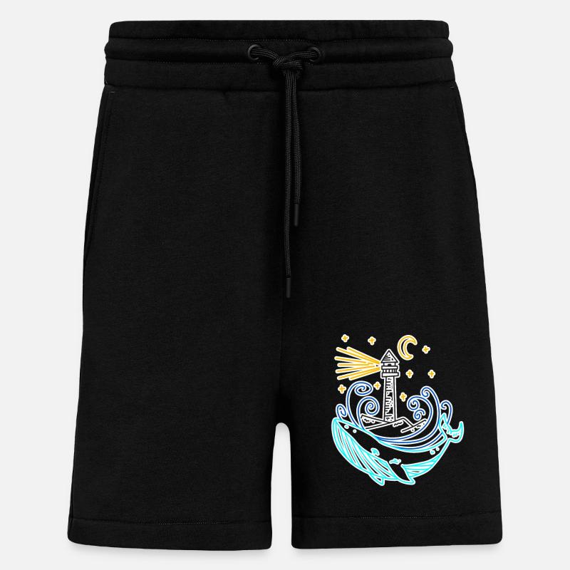Lighthouse Coast Lake Sea - Shorts - made by SPREAD - SOLID BLACK