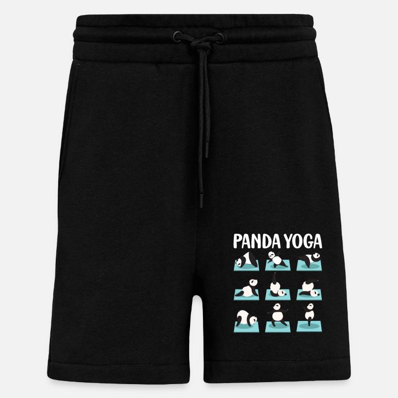 Funny Panda Yoga Postures - Shorts - made by SPREAD - SOLID BLACK