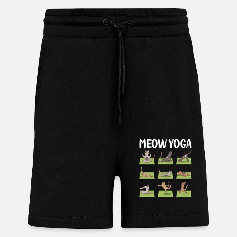 Drôle de chats yoga attitudes - Short bio décontracté fabriqué en UE - SOLID BLACK