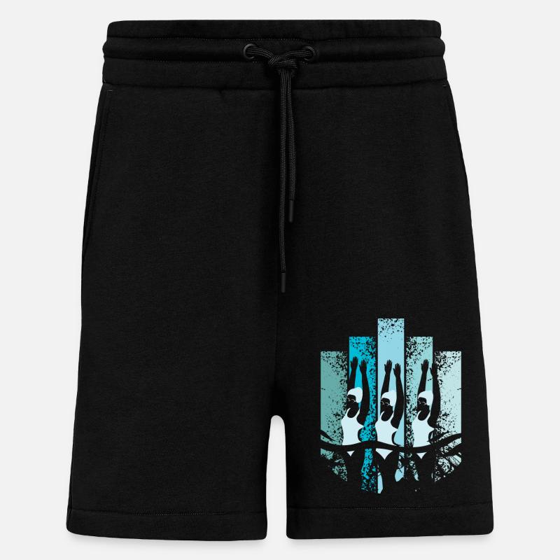 Nage synchrone rétro - Short bio décontracté fabriqué en UE - SOLID BLACK