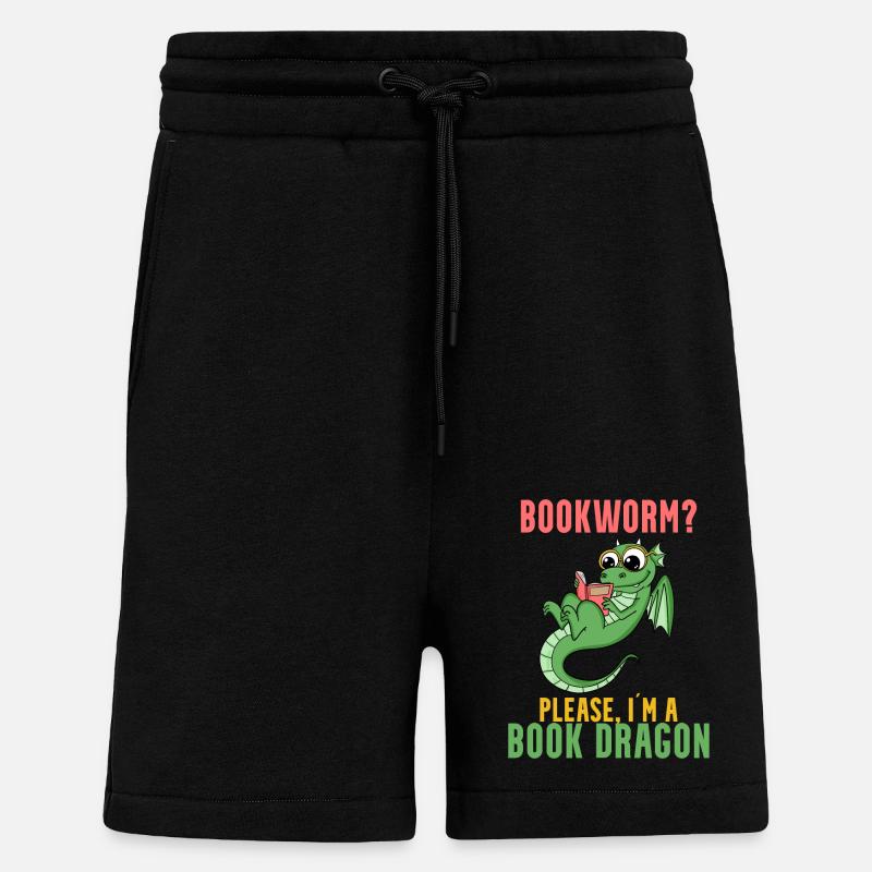 Bücher Drache Geschenk - Shorts - made by SPREAD - SOLID BLACK