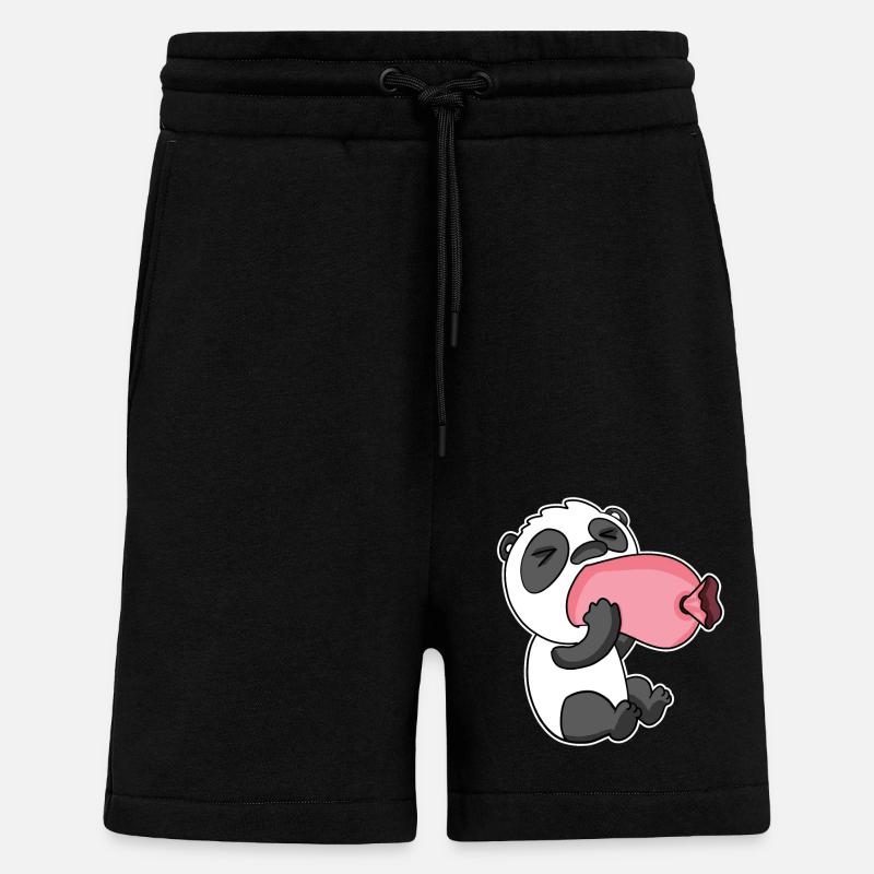 Panda avec saucisse - Short bio décontracté fabriqué en UE - SOLID BLACK
