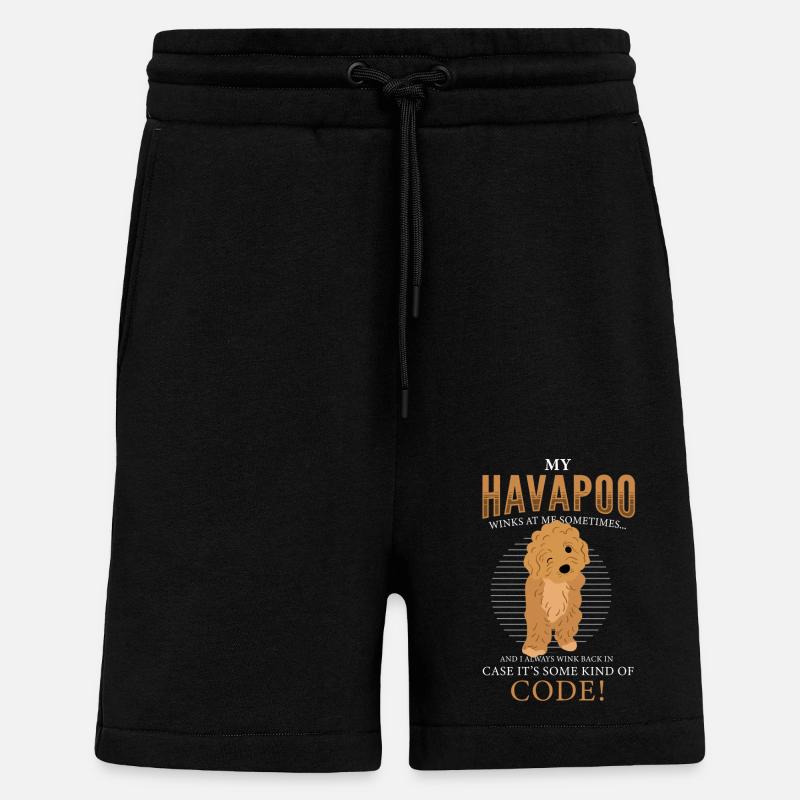 havapoo, havapoo poodle hybrid, havapoo humor, - Shorts - made by SPREAD - SOLID BLACK