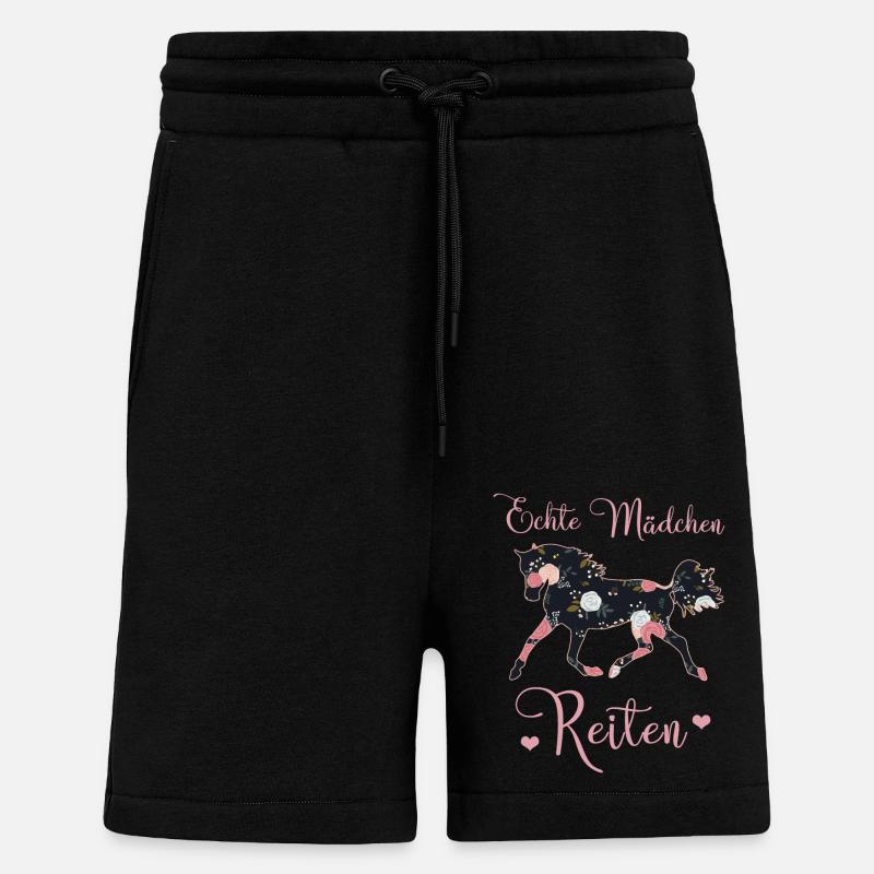 Echte Mädchen Reiten Pferde Geschenkidee - Shorts - made by SPREAD - SOLID BLACK