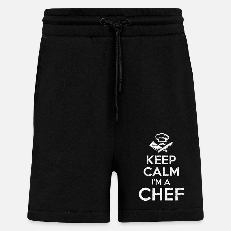 Keep Calm Chef - Short bio décontracté fabriqué en UE - SOLID BLACK