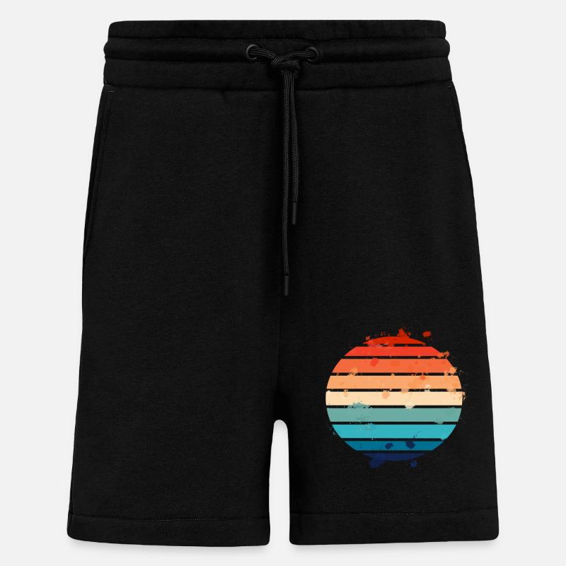 Éclaboussures Rétro Coucher de Soleil - Short bio décontracté fabriqué en UE - SOLID BLACK