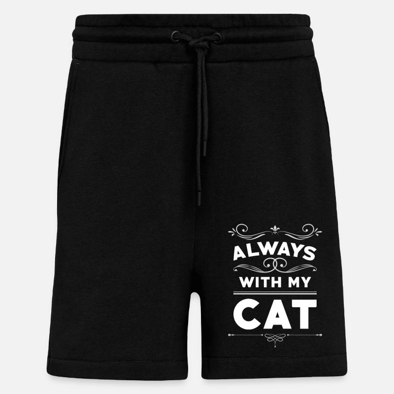 Toujours avec mon chat - Short bio décontracté fabriqué en UE - SOLID BLACK