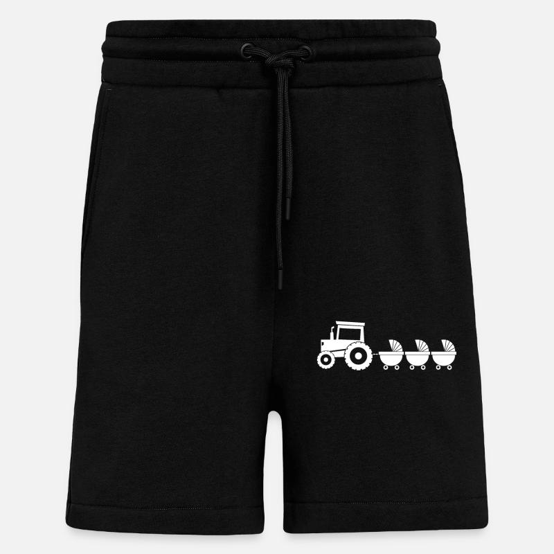 Traktor mit Babywagen - Drillinge - Shorts - made by SPREAD - SOLID BLACK