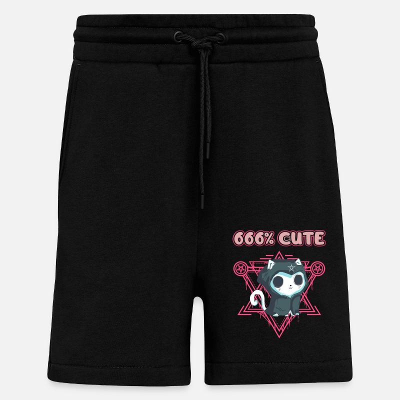 666% Mignon kawaii Satanic Goth - Short bio décontracté fabriqué en UE - SOLID BLACK