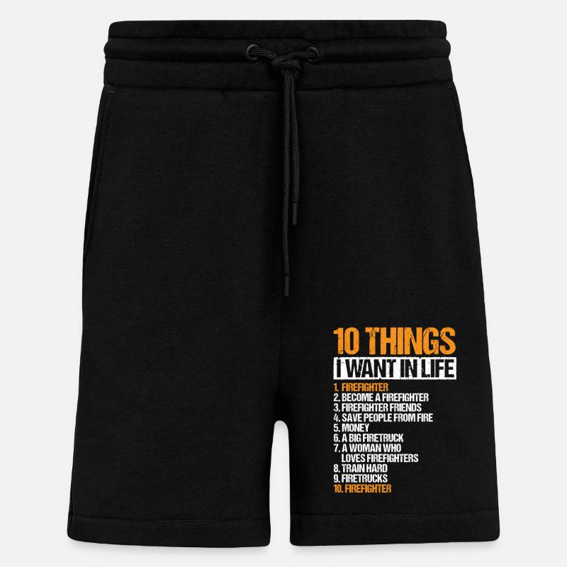 pompier pompier pompier pompier volontaire - Short bio décontracté fabriqué en UE - SOLID BLACK