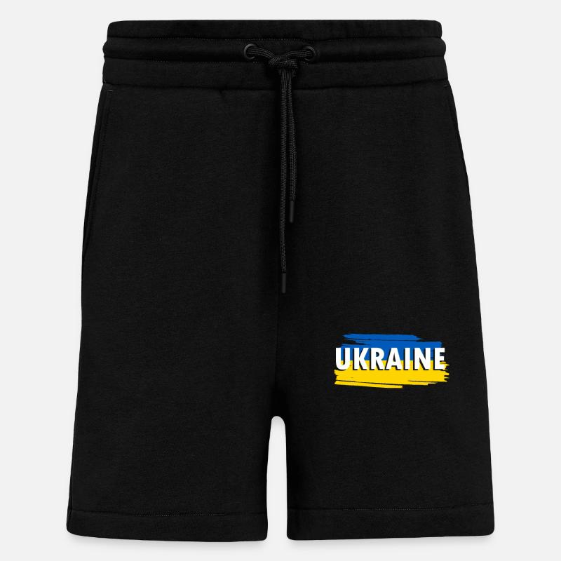 Drapeau de l’Ukraine - Short bio décontracté fabriqué en UE - SOLID BLACK