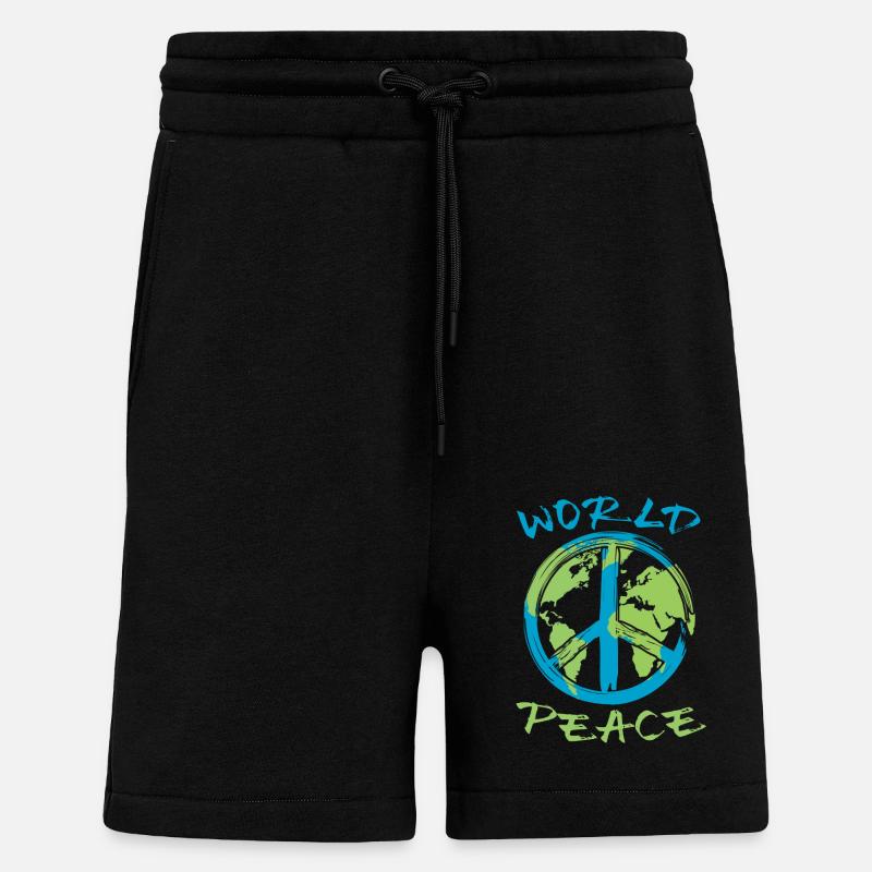 Weltfrieden Erde Planet Friedenszeichen - Shorts - made by SPREAD - SOLID BLACK