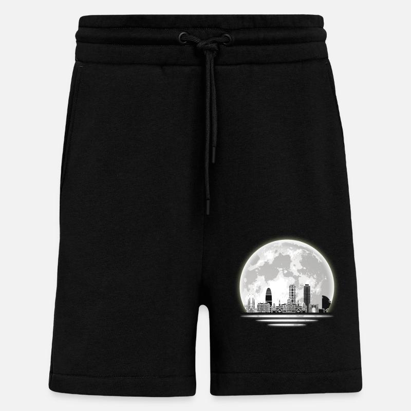 Ligne d’horizon de Barcelone - Short bio décontracté fabriqué en UE - SOLID BLACK