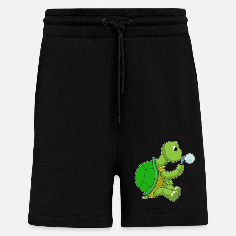 Turtle with soap bubbles - Shorts - made by SPREAD - SOLID BLACK