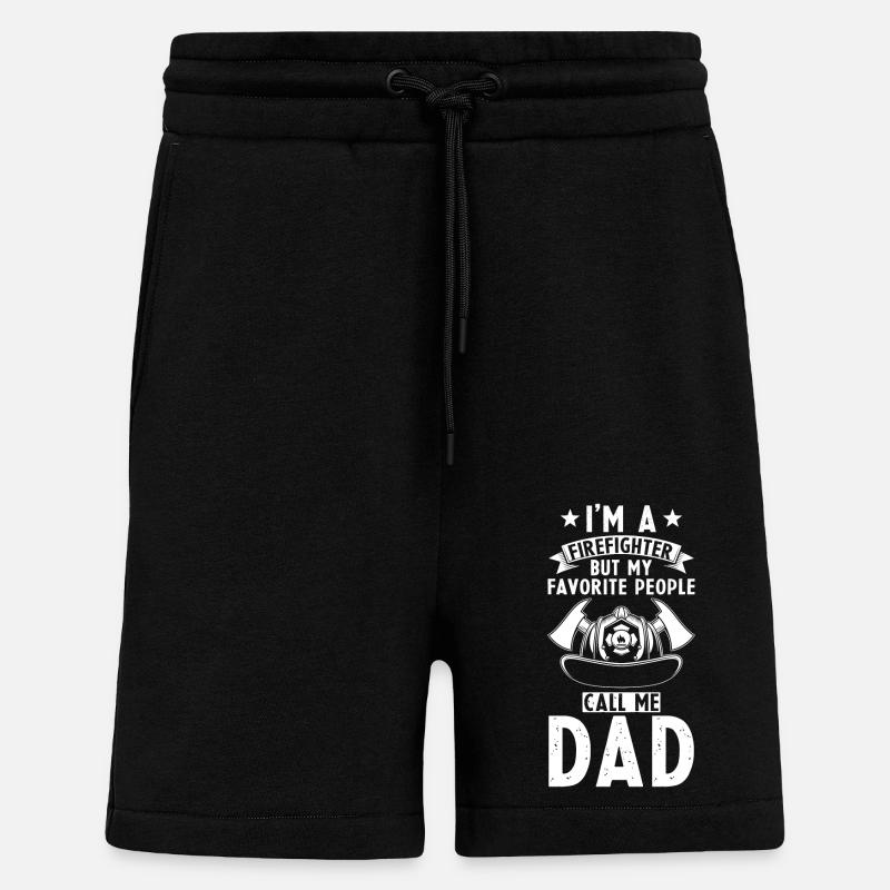 Père des pompiers - Short bio décontracté fabriqué en UE - SOLID BLACK