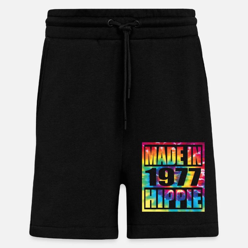 Anniversaire hippie 1977 - Short bio décontracté fabriqué en UE - SOLID BLACK