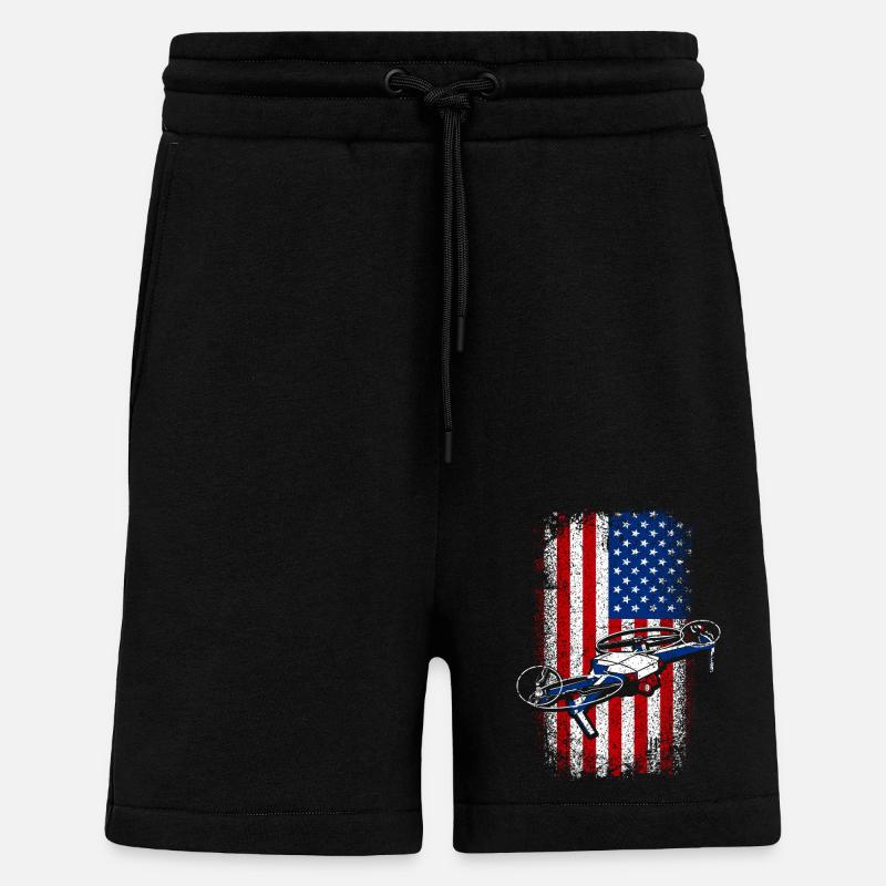 Usa Drapeau américain Drone - Short bio décontracté fabriqué en UE - SOLID BLACK