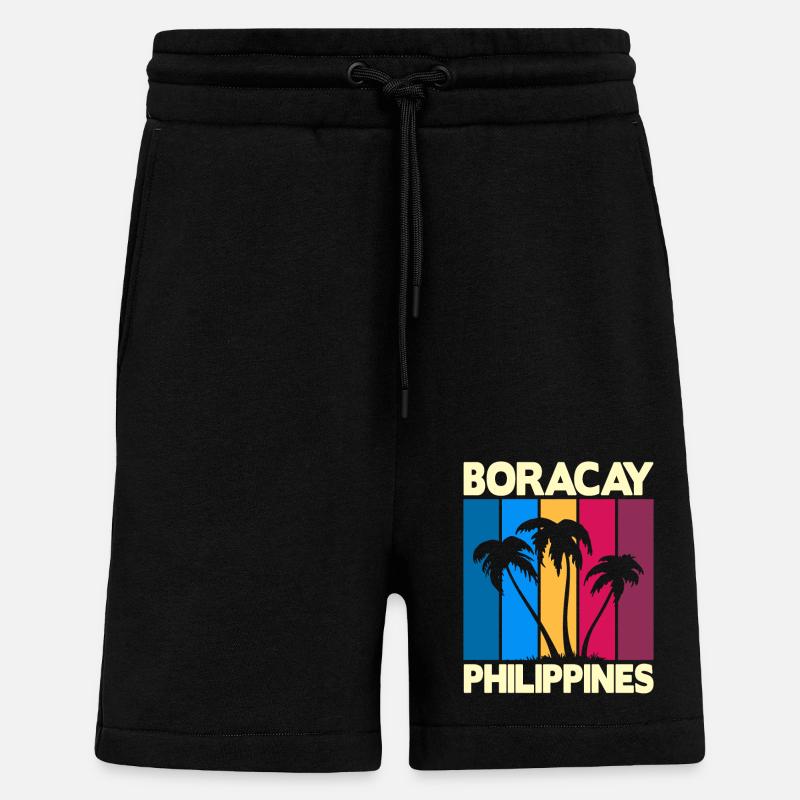 Boracay Philippines - Short bio décontracté fabriqué en UE - SOLID BLACK