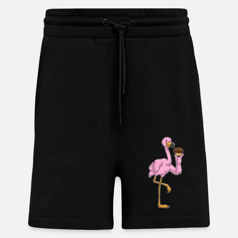 Flamant rose au muffin - Short bio décontracté fabriqué en UE - SOLID BLACK