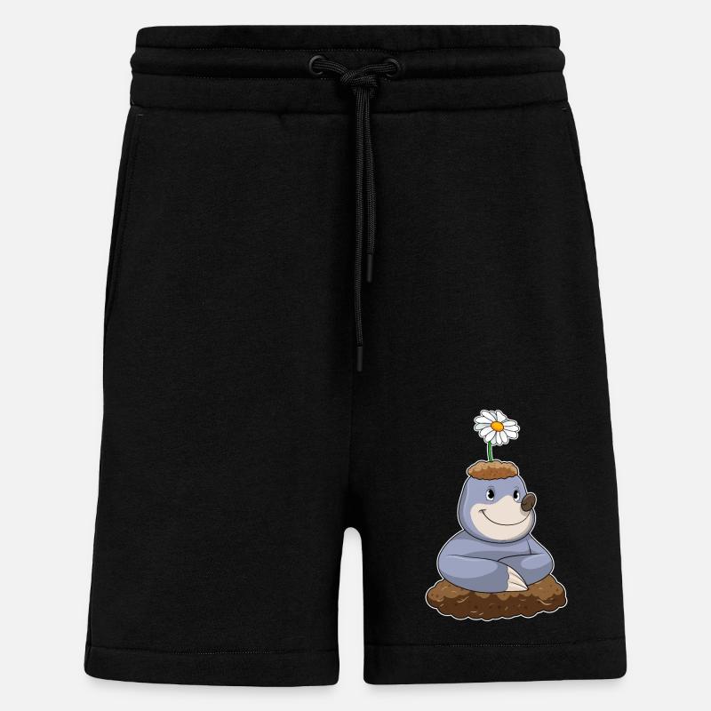 Maulwurf mit Gänseblümchen Blume - Shorts - made by SPREAD - SOLID BLACK
