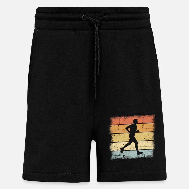 Coucher de soleil de jogging - Short bio décontracté fabriqué en UE - SOLID BLACK
